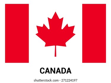 Canada flag isolated vector in official colors and Proportion Correctly. country's name label in bottom