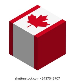 Canada flag - isometric 3D cube isolated on white background. Vector object.
