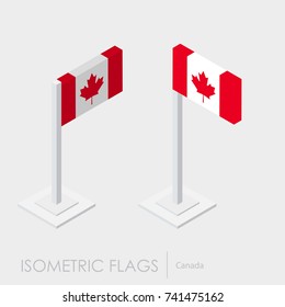 Canada flag isometric style,3D style, different views.100% edita