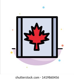 Canada, Flag, Leaf Abstract Flat Color Icon Template