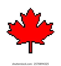 Canada flag leaf icon pixel art