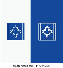 Canada, Flag, Leaf Line and Glyph Solid icon Blue banner Line and Glyph Solid icon Blue banner