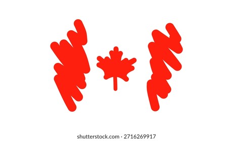 Logotipo de la línea de la bandera de Canadá, ilustración simple plana