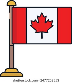 Canada flag linear color vector illustration