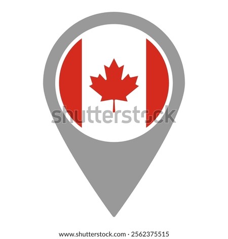 Canada flag location pin, flag application, Flag on Location Pin, graphic design, map pointer, vector illustration.