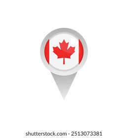 Canada Flag And Location Sign Vector Design.
