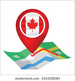 Canada Flag Location Symbol Design