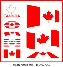 Canada flag, logo design graphic designs with the Canadian flag and the red maple leaf - Vector