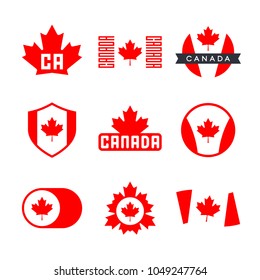 Canada flag, logo design graphics with the Canadian flag and red maple leaf