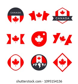 Canada flag, logo design graphics with the Canadian flag and red maple leaf