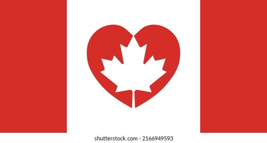 Bandera de Canadá con amor. Hecho en Canadá. Ilustración vectorial.