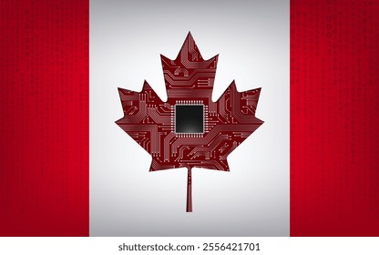 Canada flag made of printed circuit boards. Digital technologies. Vector illustration.