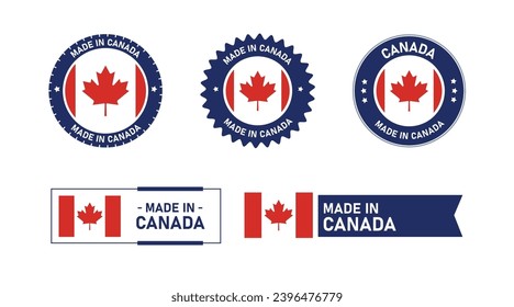Canada flag, Made in Canada. Tag, Seal, Stamp, Flag, Icon vector