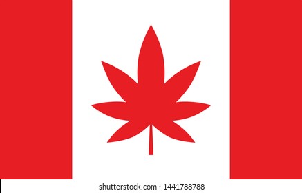 Canada flag with maijuana leaf .
