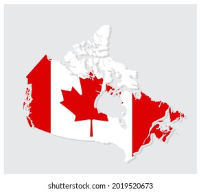 Canada Flag Map 3D. Highly detailed vector illustration.