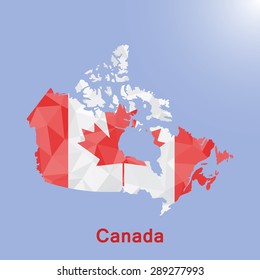 Canada flag map in geometric polygonal style.Abstract tessellation,background. Vector illustration EPS10