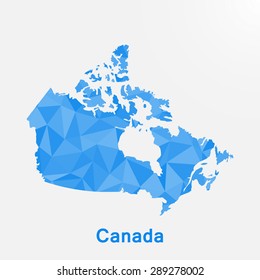 Canada flag map in geometric polygonal style.Abstract tessellation,background. Vector illustration EPS10