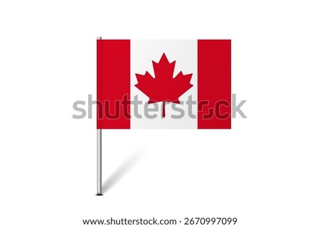 Canada flag - map pin flag representing a country cultural identity and heritage. The essence of national pride and unity. Map pin flag stuck in a white background