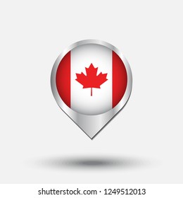 Canada flag map pointer with shadow. Vector illustration