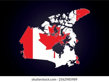 Canada flag and map vector.