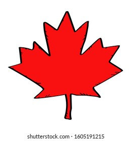 Canada flag. Maple leaf logo. Doodle