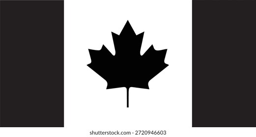 Bandeira do Canadá e ilustração de vetor de silhueta de folha de bordo. Símbolo nacional canadense preto minimalista isolado no fundo branco. Gráfico patriótico para marcas de viagem, design de lembrança e corte de vinil.
