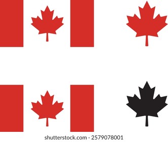 canada, flag, maple, leaf, symbol, icon, button, illustration, country, national, vector, america, sign, red, nation, banner, design, 