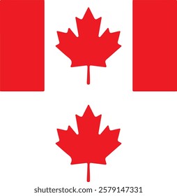 Canada, flag, maple, leaf, symbol, icon, button, illustration, country, national, vector, 