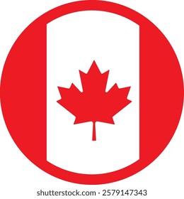 Canada, flag, maple, leaf, symbol, icon, button, illustration, country, national, vector, 