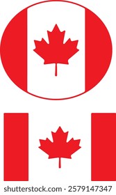 Canada, flag, maple, leaf, symbol, icon, button, illustration, country, national, vector, 