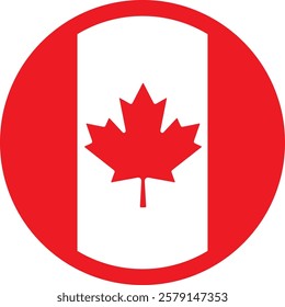 Canada, flag, maple, leaf, symbol, icon, button, illustration, country, national, vector, 