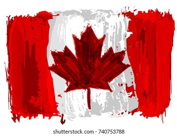 Canada flag maple leaf watercolor grunge design