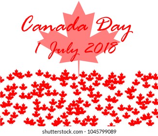 Canada flag with maple leafs for 1st of July celebration on transparent background. Vector Illustration. national day of Canada
