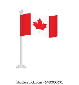 Canada flag. National flag of Canada on pole vector 