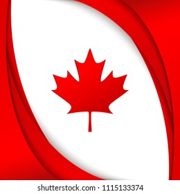 Canada Flag National patriotic symbol of Canada Wavy red satin lines and a maple leaf on a white background Patriot banner with the flag for Canada Day and other national holidays Vector illustration