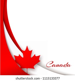 Canada Flag The national patriotic symbol Wavy red satin lines and a maple leaf on a white background with the name of the country Canada Patriot banner with flag on Canada Day holiday Vector image