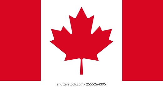 Canada flag in official colors, dimensions and aspect ratio. Vector flag symbolizing national pride, identity, heritage, patriotism and authority