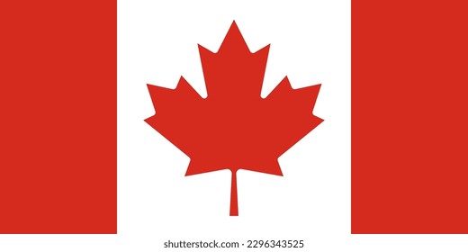Canada flag, official colors and proportion. Vector illustration.