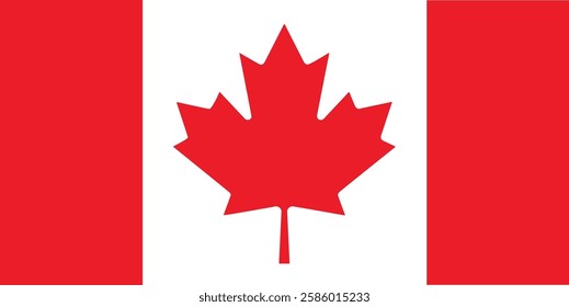 Canada flag official isolated on transparent PNG background. Perfect for designs, high-quality vector image. The iconic maple leaf and red-white color scheme, making it ideal for digital projects