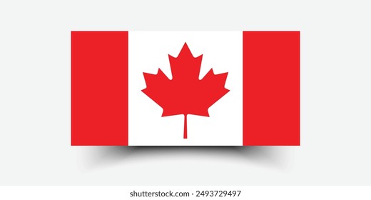 Canada flag. Flag of Canada. The official ratio. Flag icon. Standard color. Standard size. A rectangular flag. Computer illustration. Digital illustration. Vector illustration.