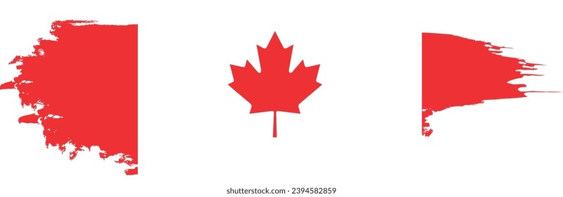 Canada flag on brush paint stroke.
