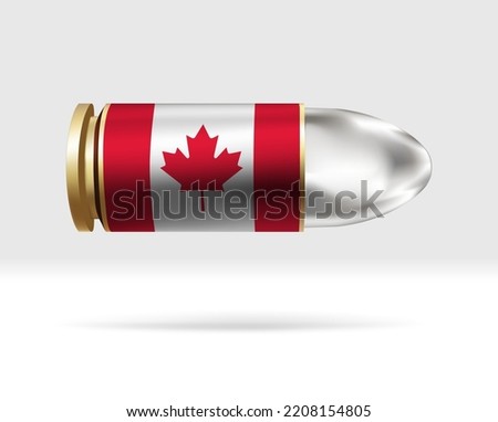 Canada flag on bullet. A bullet danger moving through the air. Flag template. Easy editing and vector in groups. National flag vector illustration on background.