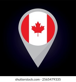 Canada Flag on Location Pin. vector illustration