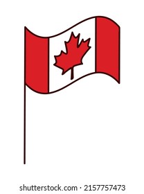 bandera de canadá en un post sobre blanco