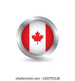 Canada Flag on Shiny Metallic Silver Frame