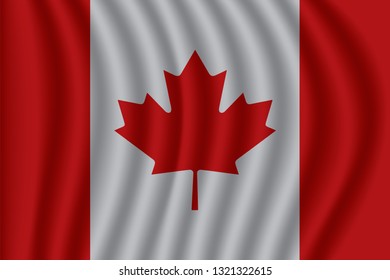 Canada flag on soft and smooth silk texture. Vector illustration eps10.