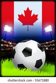 Canada Flag on Stadium Background during Soccer Event Original Illustration
