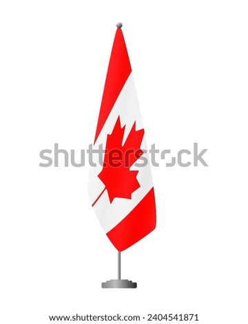 Canada flag on flag stand for official meetings, transparent background, vector