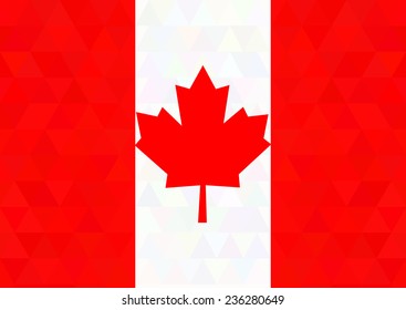 Canada flag on a triangle background. Design. Vector illustration.