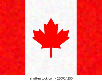 Canada flag on a triangle background. Design. Vector illustratio